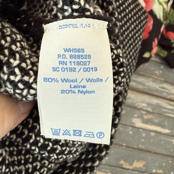 Boden Sweater Dress Womens 2R Black White Wool Cowl Neck Zip Office Work Knit - Picture 10 of 10